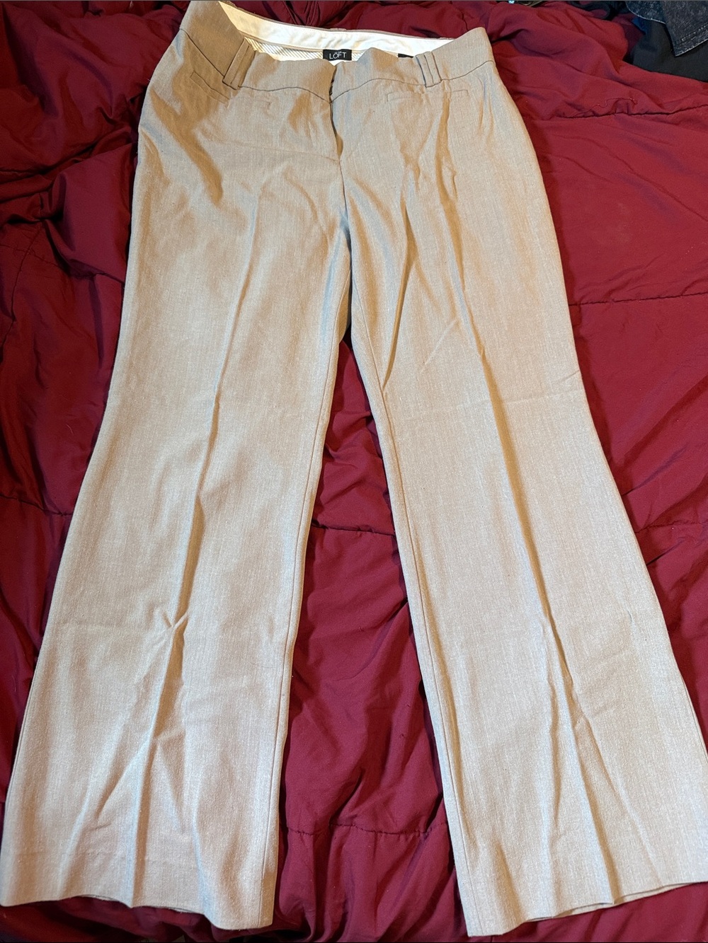 LOFT Beige Dress Pants - Wide Leg Trousers